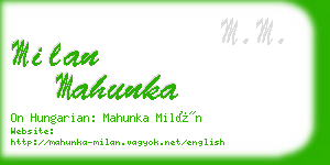 milan mahunka business card